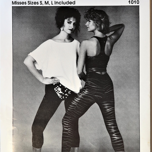 Prime Moves 1010 pattern.  Misses dance wear pattern.  1980s "Flash Dance" leggings, racer back top, T shirt pattern.  SZ S, M, L