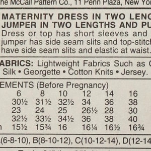 McCall's 2140. Maternity dress or jumper, top and pants pattern. Maternity maxi dress or jumper tunic and pull on pants. SZ 10-14 Uncut image 3