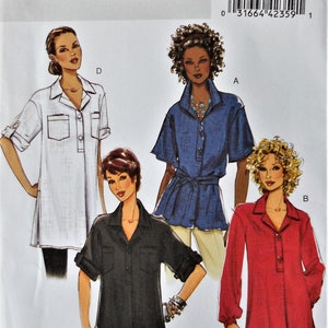Butterick 5218.  Misses shirt pattern.  Big shirt pattern. Misses Pull over tunic pattern. Misses tops pattern. SZ 8-14.  Uncut.