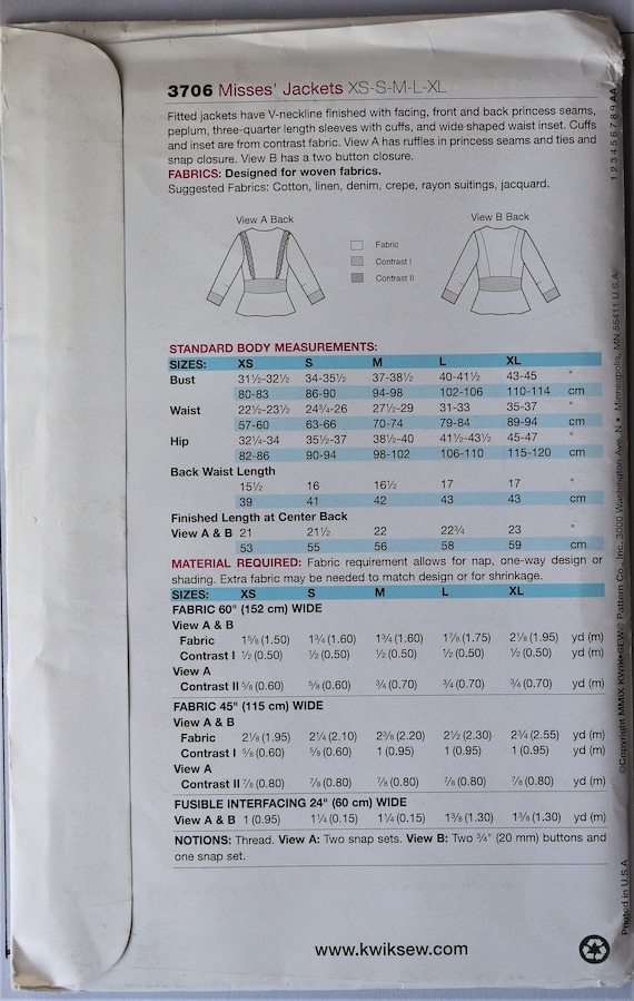 Kwik Sew 3193 Misses/' Jeans 22 1//2 to 37 Sewing Pattern