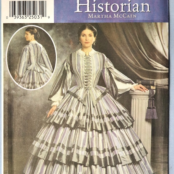 Simplicity 9761.  Women 1850's costume pattern.  Civil War jacket and tiered skirt pattern.  1850's two piece gown pattern.  SZ 14-20 Uncut