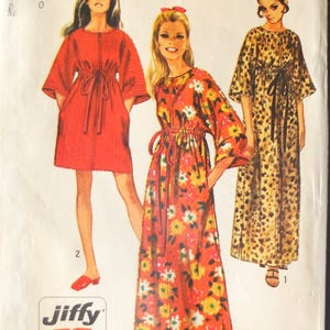 May include: Vintage Simplicity sewing pattern 8551 featuring three dress designs. The cover art showcases illustrations of the dresses in red, floral, and leopard print fabrics. The pattern includes the text "Jiffy" and "easy cut - easy sew".