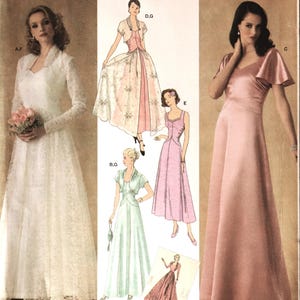 Simplicity 4270.  Bridal gown pattern.  Retro 1930s bridal gown with over skirt, bolero jacket.  SZ 8-16 Uncut