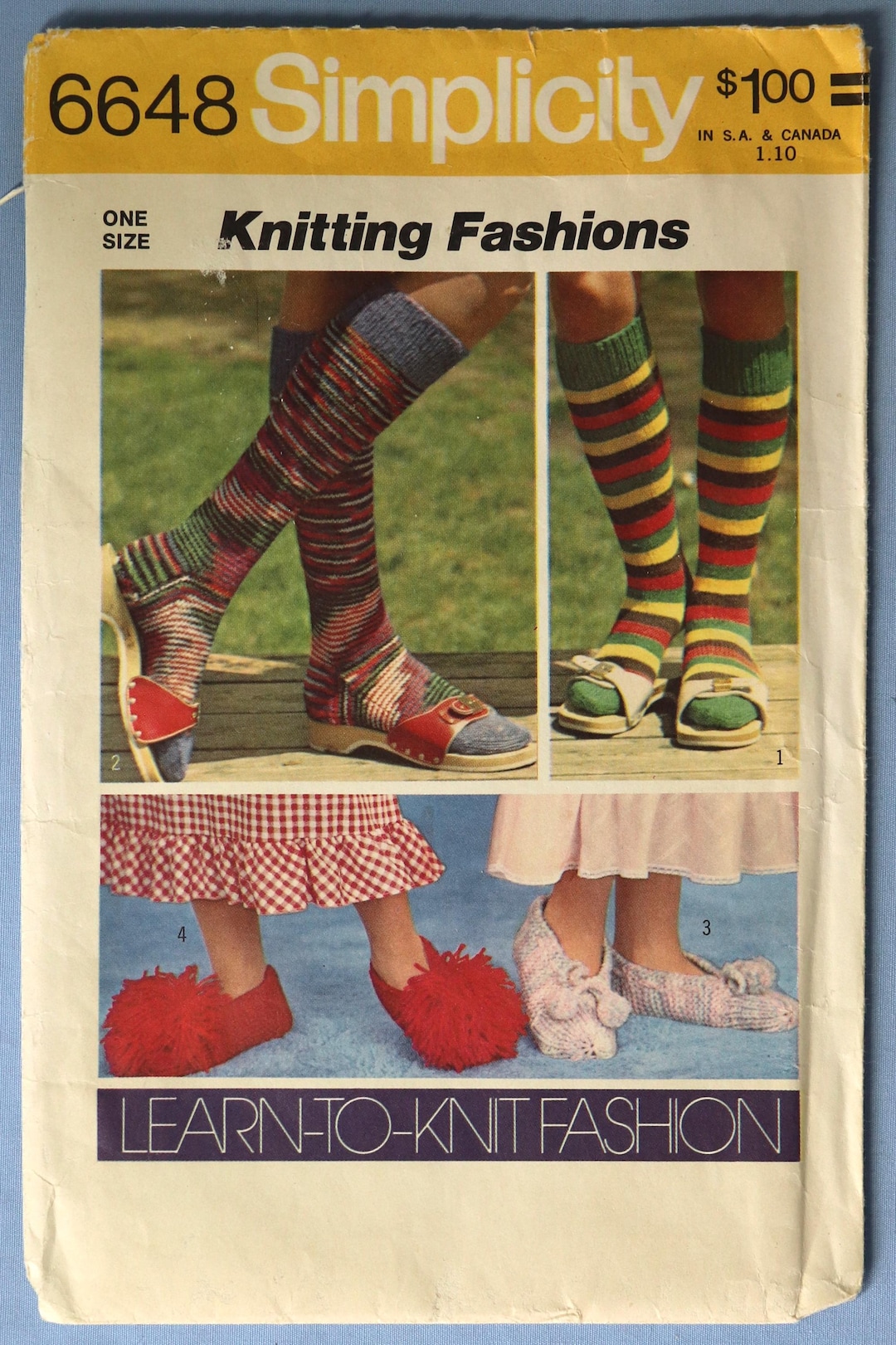 Simplicity Patterns Socks Simplicity 6648. Knitting Pattern for Sock and Slippers. Vintage 1974 ...