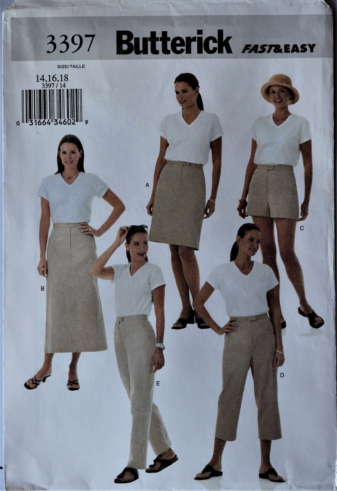 Butterick 3397. Misses Skirts, Pants, Shorts Pattern. Jeans Skirt ...