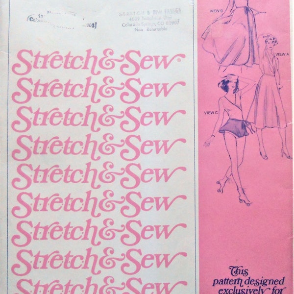 Stretch and Sew 460.  Wrap skirt pattern.  Maxi or mini wrap flared skirt pattern.  Dance wear pattern. Waist 32-46. Uncut