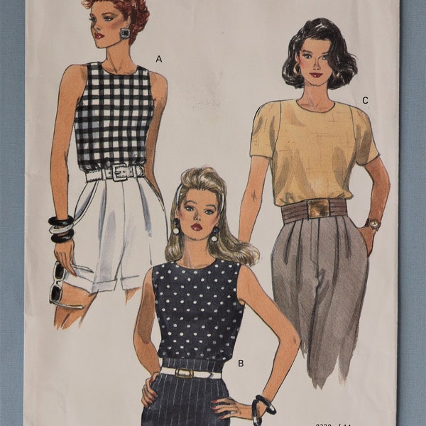 Vogue 8328.  Misses tops pattern.  Very Easy Vogue shell tops pattern.  Sleeveless tops pattern. SZ 14-18. Uncut
