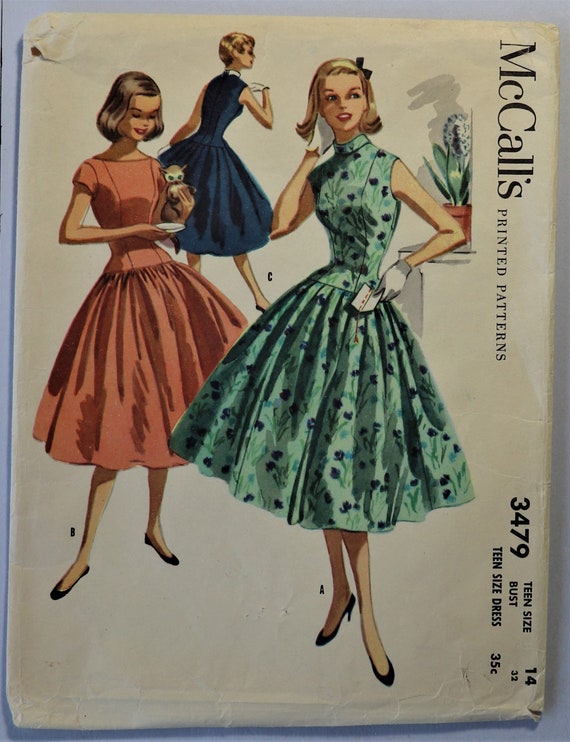 McCall's 3479. Vintage 1955 dress pattern. Misses/teen | Etsy
