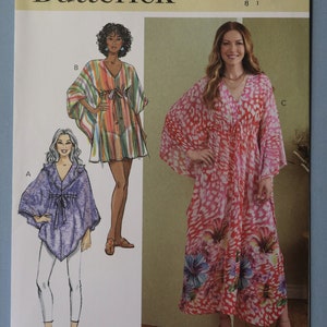 Butterick 6900.  Womens Caftan and tunic pattern.  Loose fit long caftan, short cover up or tunic pattern.    SZ  18-26 Uncut