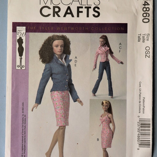 McCall's 4860.  Doll clothes pattern.  16 inch fashion doll clothes pattern.  Tyler Wentworth doll clothes pattern.  Uncut