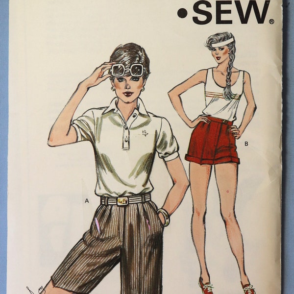 Kwik Sew 1320.  Misses shorts pattern.  Vintage 1984 pleated Bermuda shorts pattern.  Cuffed short shorts pattern. SZ 6-12 Uncut