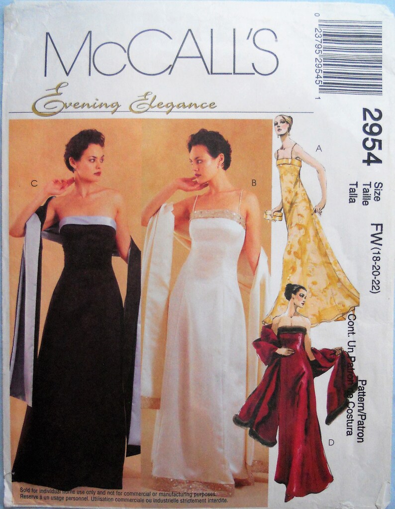 Mccall S 2954 Womens Formal Dress Pattern Plus Size Etsy