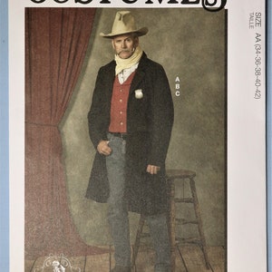 McCall's 8400.  Men's frock coat, vest and scarf pattern.  Western "Wyatt Earp" coat, vest and scarf costume pattern.