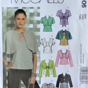 McCall's 5006.  Misses tops pattern.  Camisole, Shrug, Capelet,  Bolero pattern.  Evening bolero or shrug pattern.  SZ 12-18 Uncut