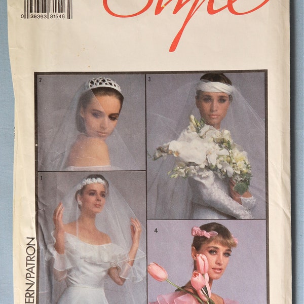 Style 4788 pattern.  Bridal veils and headpieces pattern.  Bridal Juliet cap, rose circlet, headband pattern.  Wedding veils pattern. Uncut