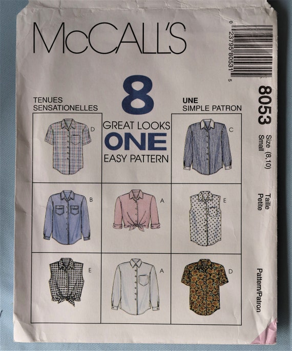 Mccall's 8053. Misses Shirt Pattern. Classic Shirt - Etsy