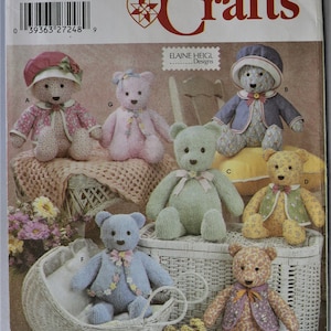 Simplicity 5247.  Stuffed bear and clothes pattern.   Memory fabric bear pattern.  15", 18" bear pattern.  Uncut