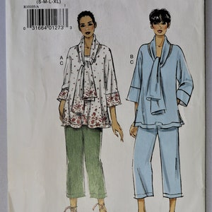 Vogue 9364.  Vogue R10105.  Misses Tunic, scarf and pants pattern.  Pullover top pattern.  Pull on pants pattern. Easy sew.  SZ S-XL. Uncut