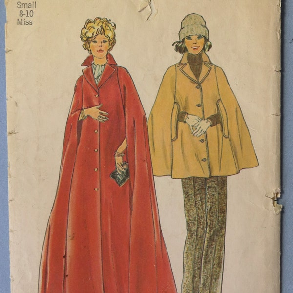 Simplicity 6680.  Misses cape pattern.  Vintage 1974 Lined cape pattern.  Long cape. Short cape. Bridal/evening cape pattern. SZ SM. Uncut