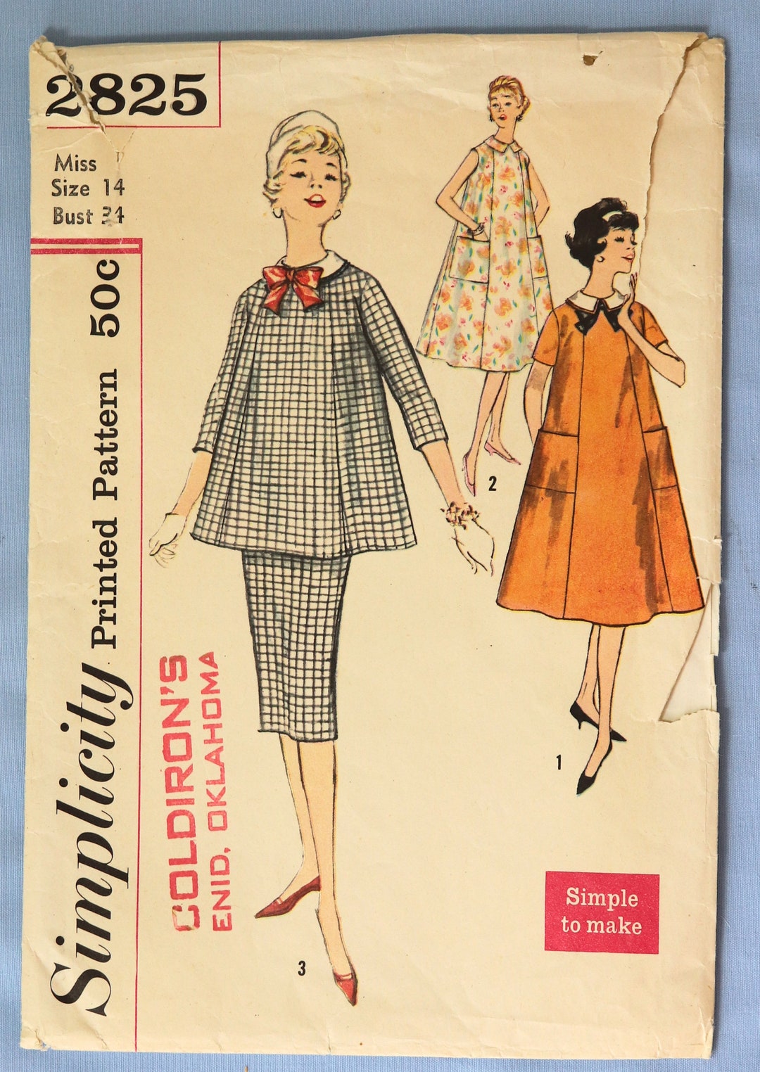 simplicity-2825-maternity-dress-top-and-skirt-pattern-etsy
