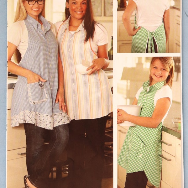 Indygo Junction IJ950  Kitchen Shirt Tales pattern.  Apron pattern.  Repurposed shirt aprons pattern.  Adult and child sizes. Uncut