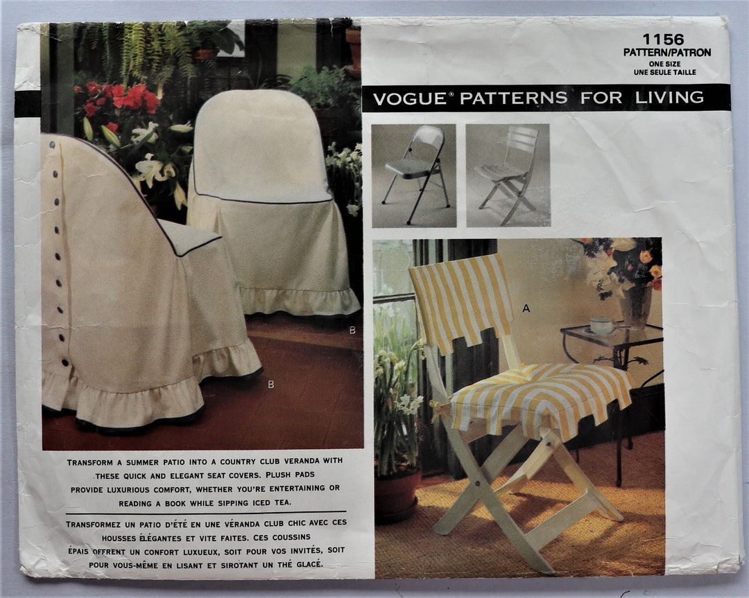 Vogue 1156. Chair Covers Pattern. Folding Chair Covers Etsy