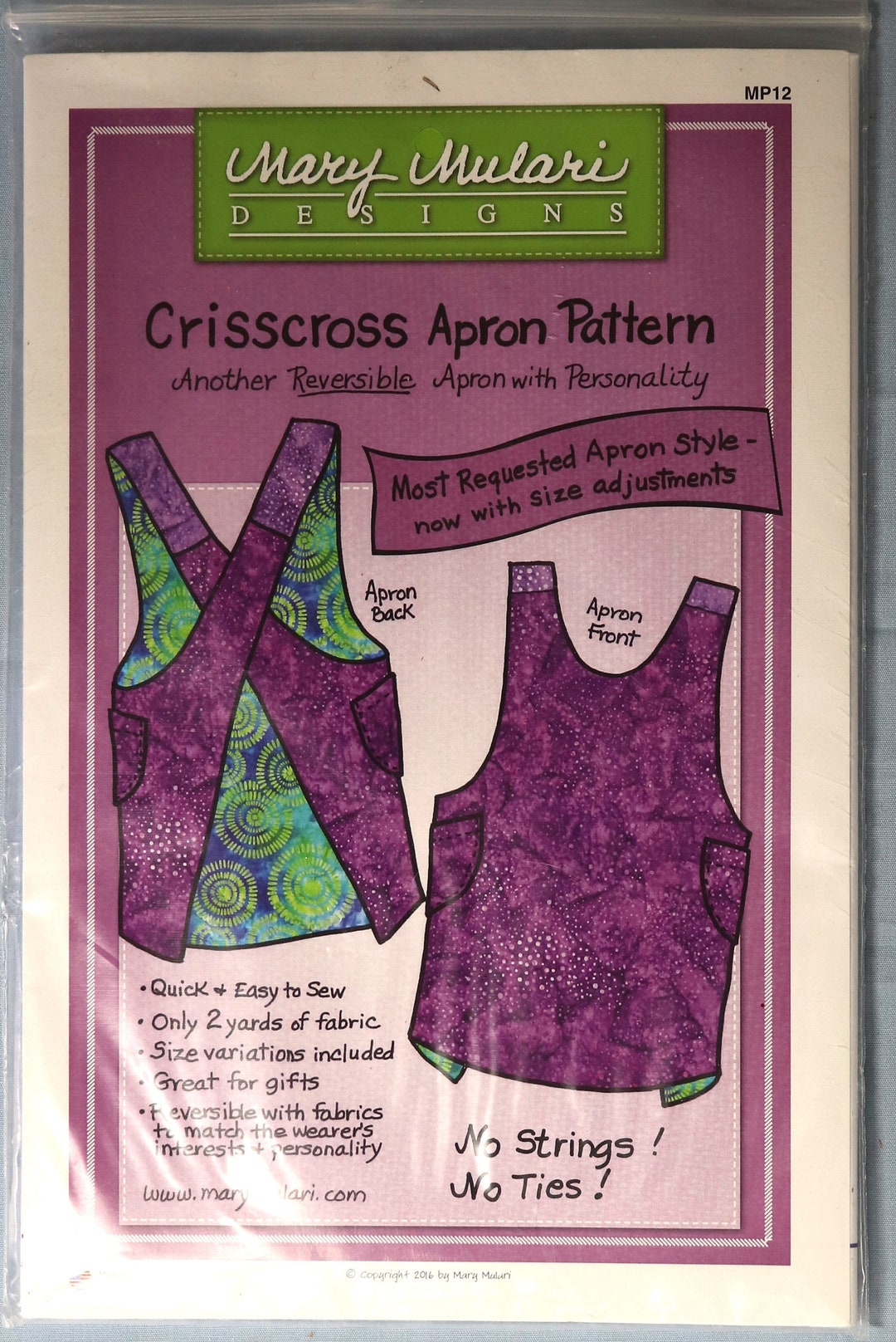 Mary Mulari 12 Criss Cross Apron Pattern. Reversible 2 Yard Criss Cross ...