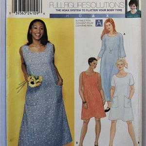 May include: A Simplicity sewing pattern envelope 9295 for a sleeveless dress with pockets, featuring a blue and white gingham print on the cover model. The pattern includes variations for different lengths and sleeve styles, labeled A, B, C, and D.