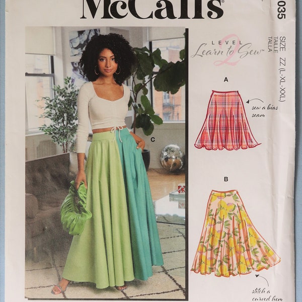 McCall's 8205.  McCall's R11035. Misses skirt pattern. Circle skirts pattern.  Learn to sew pattern.  SZ XS-med  Uncut