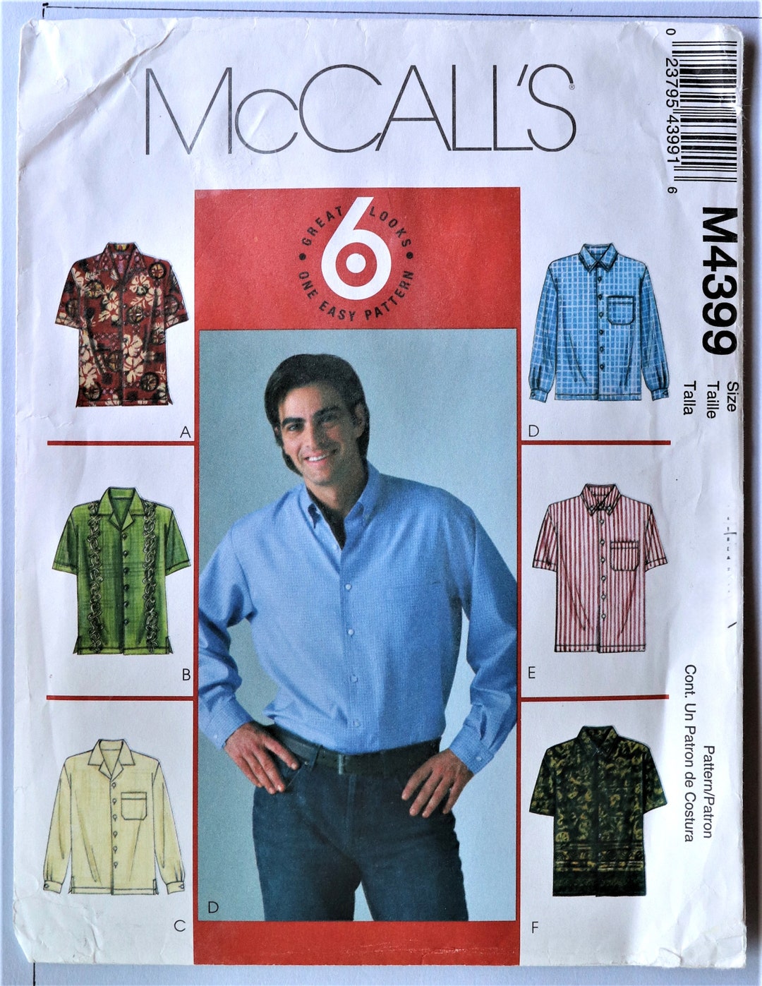 Mccall's 4399. Men's Shirt Pattern. Men's Big and Tall Camp Shirt ...