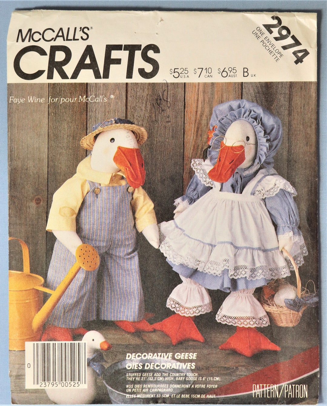 Mccall's 2974. Geese With Clothes Pattern. Decorative Country Geese