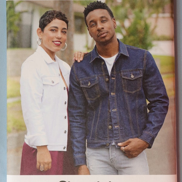 Simplicity 8845. Jeans jacket pattern.  Unisex jeans jacket pattern. Mimi G Style jacket pattern.  SZ XS-XL  Uncut