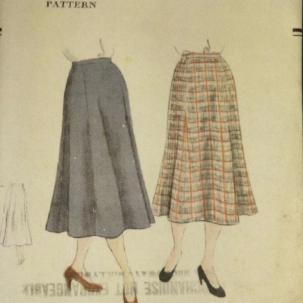 Vogue 6364.  Vintage 1948 skirt pattern.   4-gore flared maxi skirt pattern.  Waist 26"; Hip 35" (Size 12).