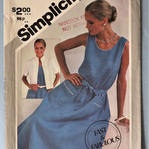 Simplicity 5363.  Misses dress and jacket pattern.  Pullover dress and unlined jacket pattern.  Sun dress pattern. SZ 10-14 Uncut