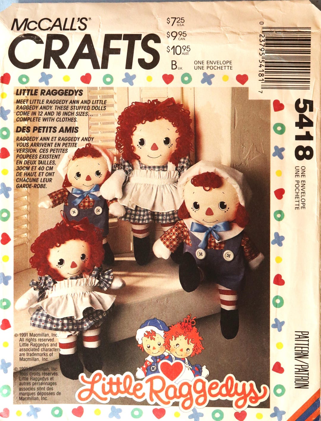 Little Ragady Muppet Mccall's 5418. Little Raggedy's Dolls Pattern. Baby Raggedy Ann and ...