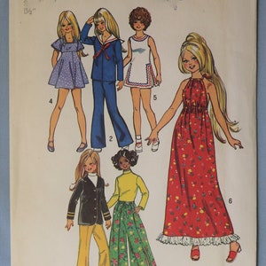 May include: Vintage Simplicity sewing pattern 5276 featuring illustrations of various doll outfits. The outfits include a sailor suit, a halter dress, and flared pants. The pattern is marked with the price of $1.00.