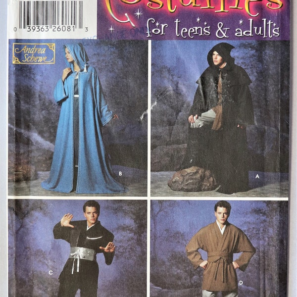 Simplicity 5840. Star Wars costumes pattern.   Gandalf Arwen Strider cape, cloak pattern. Kimono tunic pattern. Sz XS-XL Uncut