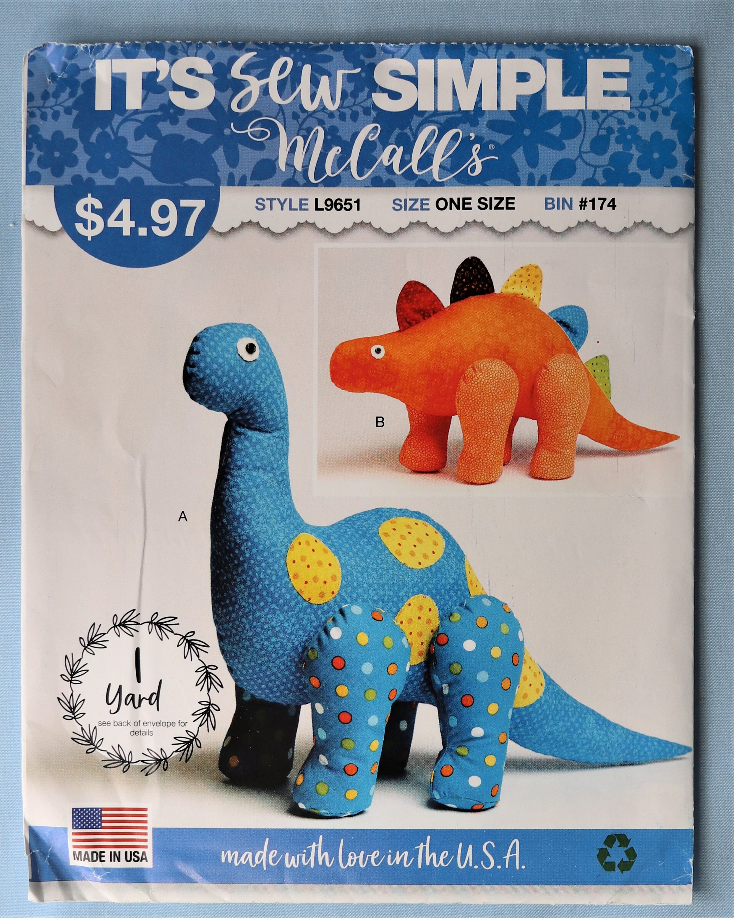 McCall's 9651. Patrón de dinosaurios de peluche de felpa. - Etsy España McCall's 9651. Patrón de dinosaurios de peluche de felpa. - Etsy España