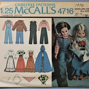 McCall&#39;s 4716.   Vintage 1975 fashion doll bicentennial and prairie costumes pattern.  Uncut