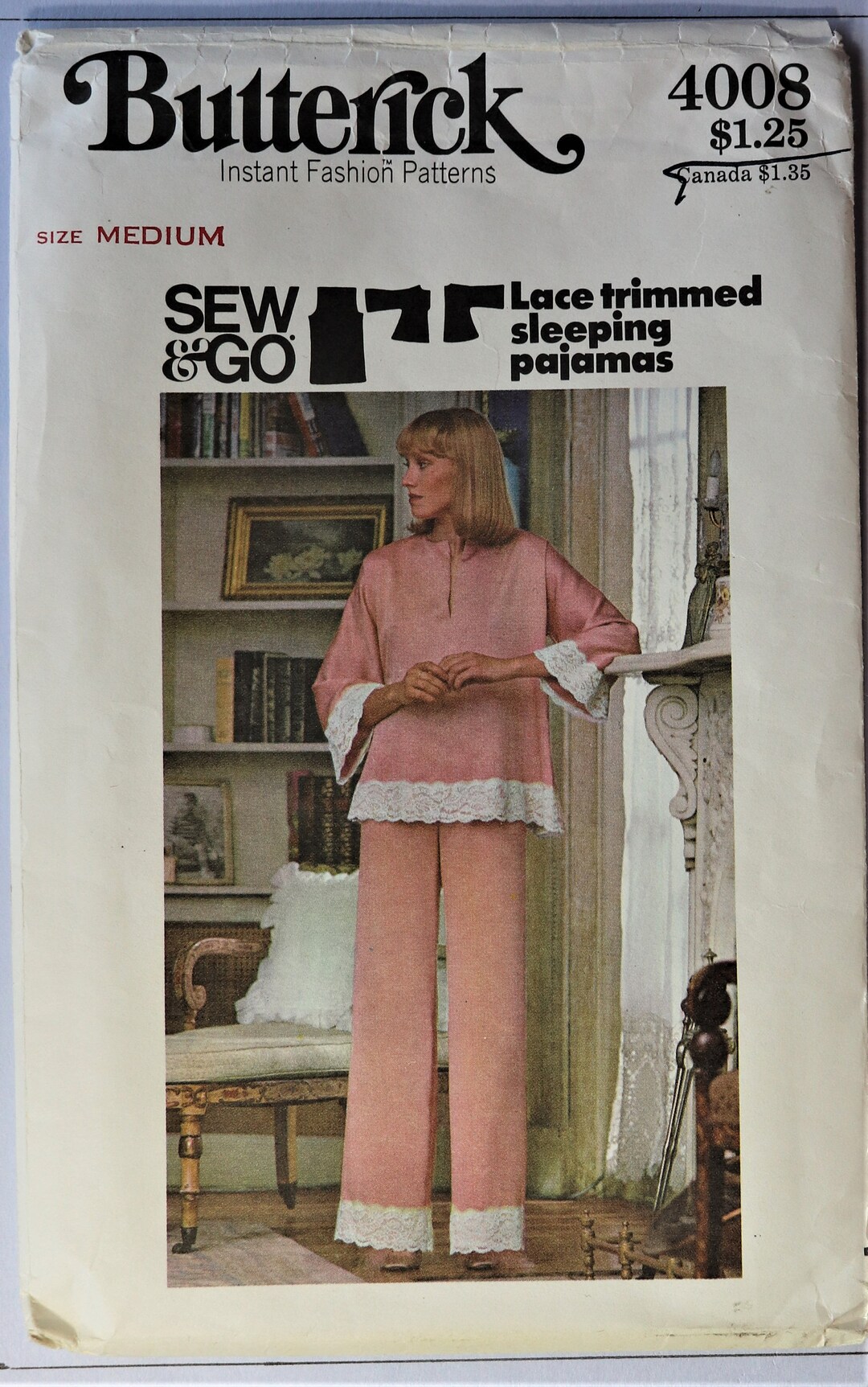 Butterick 4008. Misses Pajamas Pattern. Sew and Go Pajama Pattern. Lace ...
