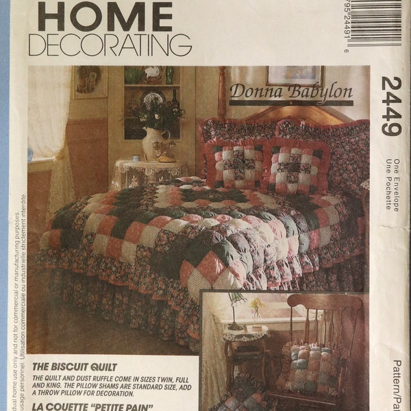 McCall's 2449.  The Biscuit quilt pattern.  Puffed quilt. pillow, pillow sham and dust ruffle pattern.  Uncut