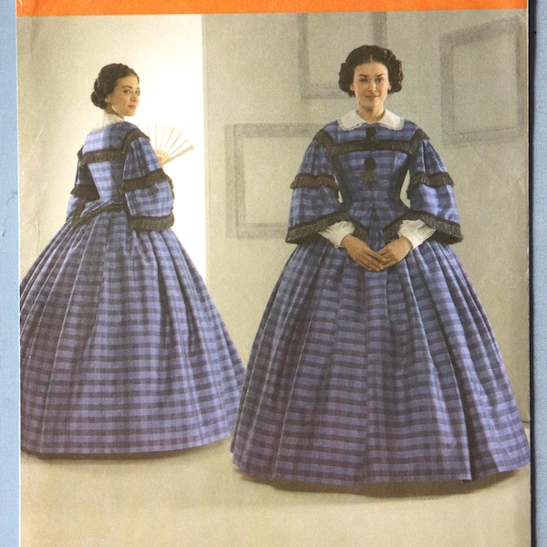 Simplicity 3727.  Women's Civil War era dress costume pattern.  Wisconsin Historical Society 1860's dress pattern.  SZ 16-24 Uncut