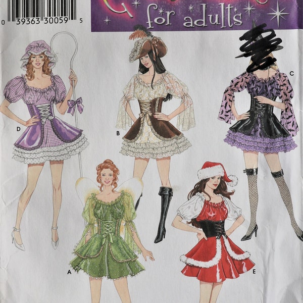 Simplicity 4046. Women costumes pattern. Little Bo Peep, girl pirate, witch, Santa, fairy costumes.  Sexy costume pattern. SZ 14-20. Uncut