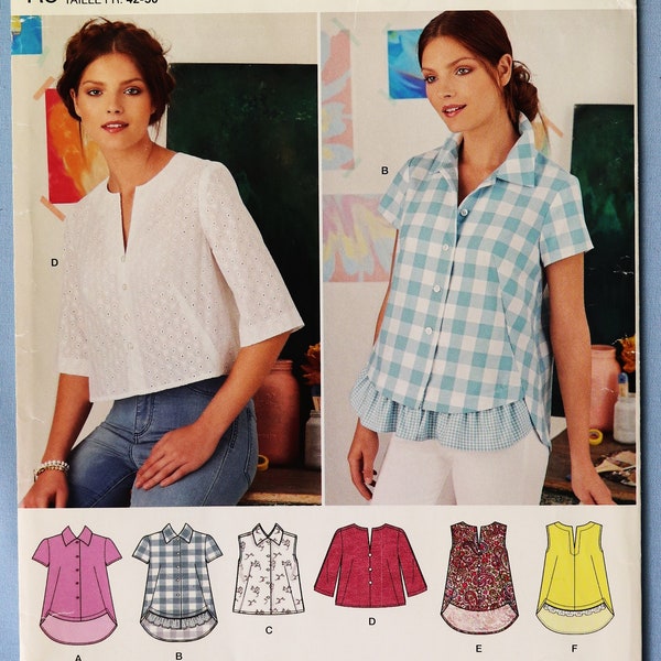 Simplicity 8090.  Women's shirts pattern.  Loose fit Button shirts and pullover shirts pattern.  SZ 14-22  Uncut