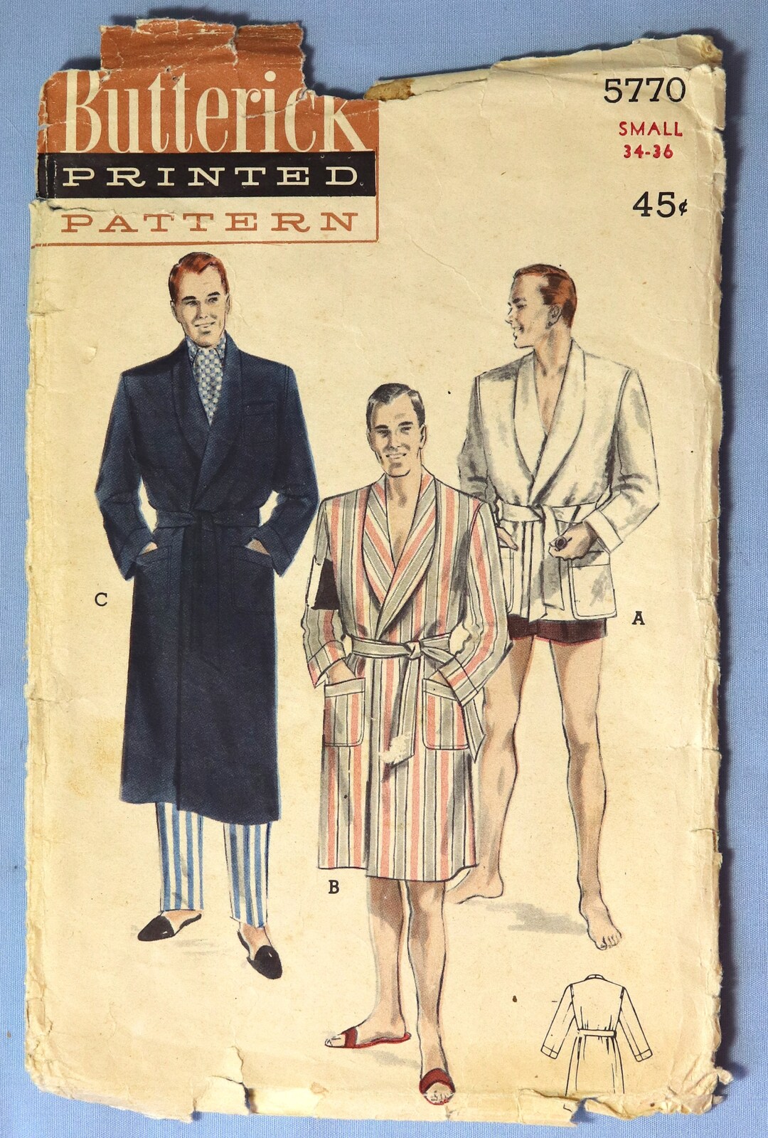 Butterick 5770. Vintage 1951 Men's Robe Pattern. Men's Etsy