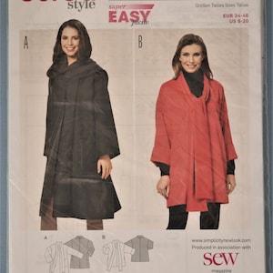 May include: A Burda Style sewing pattern envelope 6737 for a jacket, featuring two variations labeled A and B. The package displays a black jacket and a red jacket, with technical line drawings, size ranges EUR 34-46 and US 8-20, and text.
