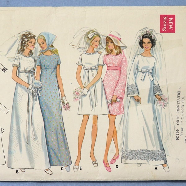 Butterick 5660.   Vintage 1960's empire waist bridal gown and bridesmaid dress pattern.  SZ 12