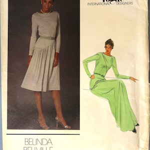 Vogue 2718.  Misses Evening gown pattern.  Vintage 1980s Belinda Bellville knit fit flare gown pattern.  SZ 12 Uncut