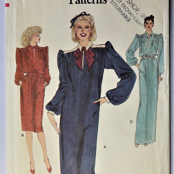 Vogue 7762.  Misses evening gown pattern. Loose fit dress in three lengths.  Mother of bride/groom dress pattern. SZ 12. Uncut