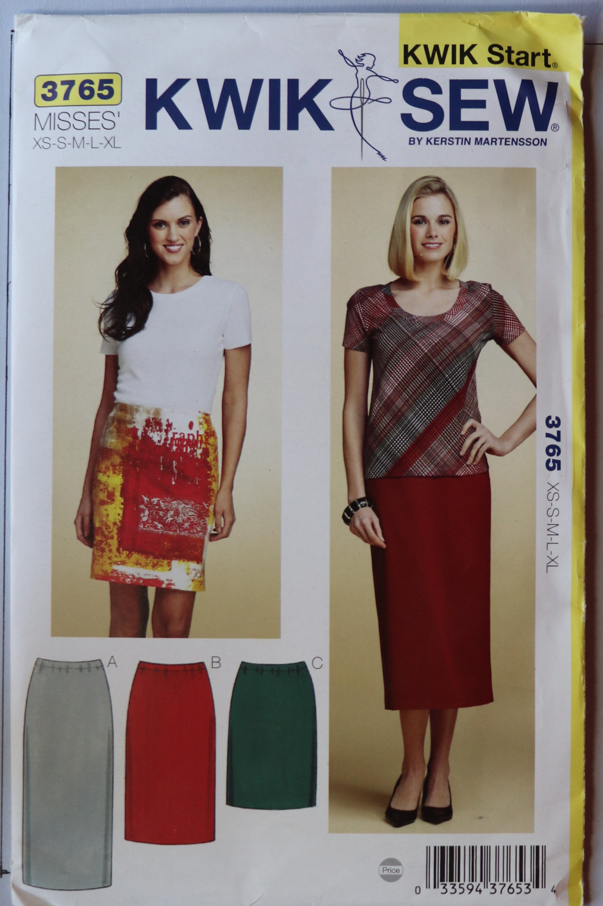 Uncut Sew Kwik Sew pattern Skirts Pencil Wiggle 3 Lengths XS-XL Ladies 3765 FF Uncut Sew Kwik Sew pattern Skirts Pencil Wiggle 3 Lengths XS-XL Ladies 3765 FF